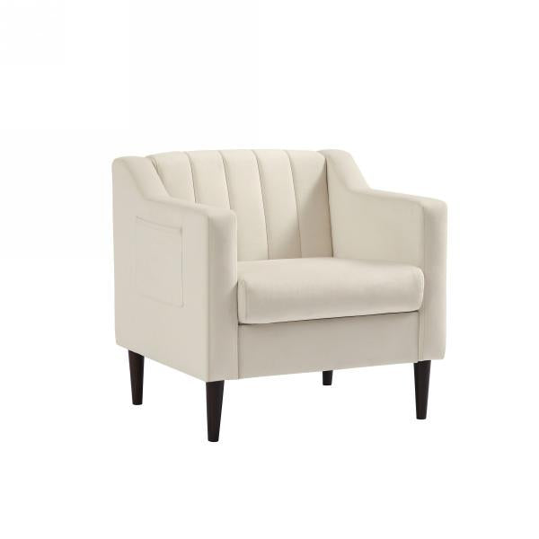 Modern velvet fabric single person sofa side chair with solid wood legs, used in bedroom, living room and office.