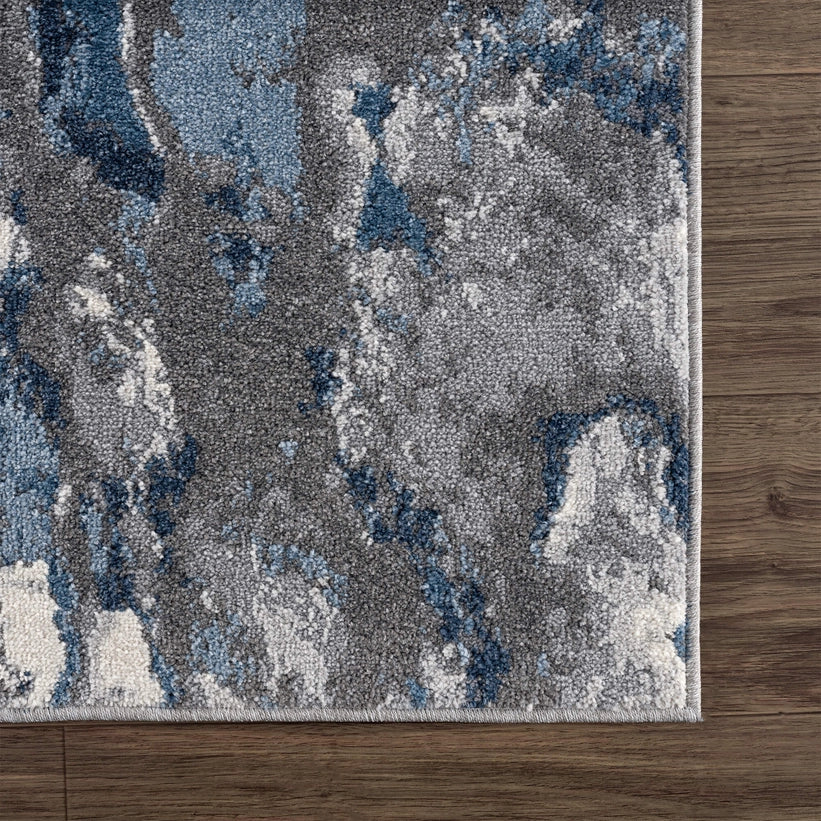 Mist Abstract Blue Grey Area Rug