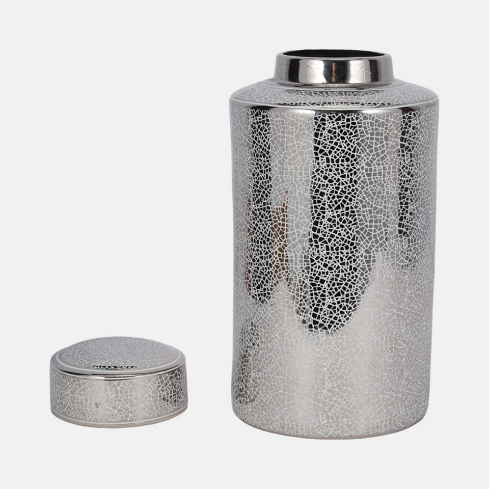 Crackle Silver Jar
