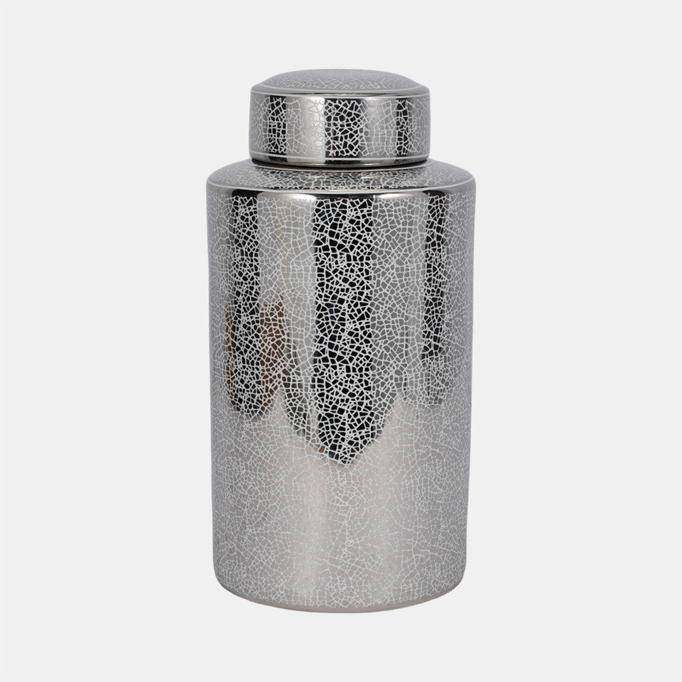 Crackle Silver Jar