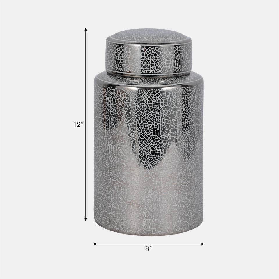 Crackle Silver Jar