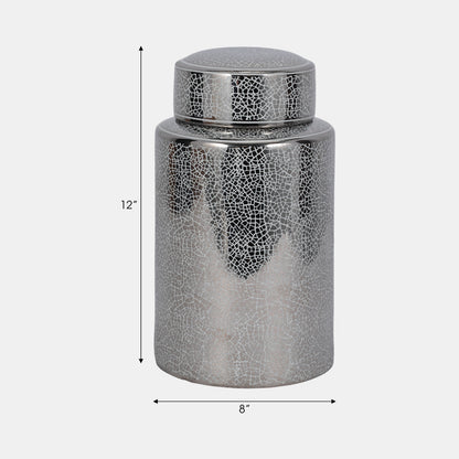 Crackle Silver Jar