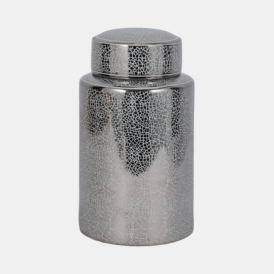 Crackle Silver Jar