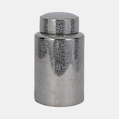 Crackle Silver Jar