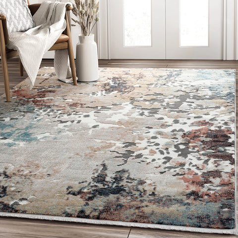 Azure Contemporary Warm Distressed Rug