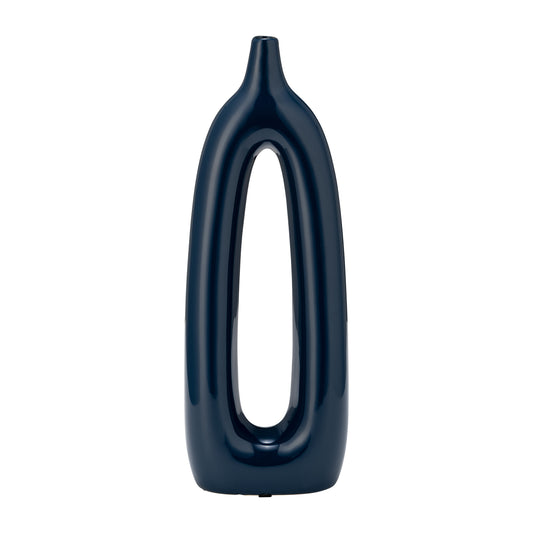 14"h Open Cut-out Vase, Blue