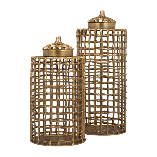 Metal, Lidded Jar, Gold