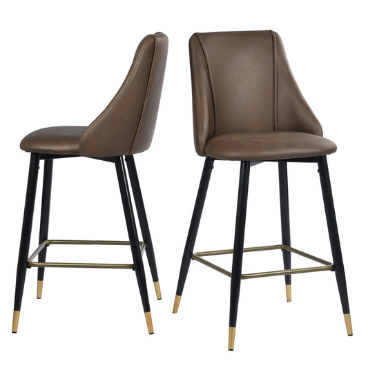 Set of 2 Modern 26'' Faux Leather Counter Barstools