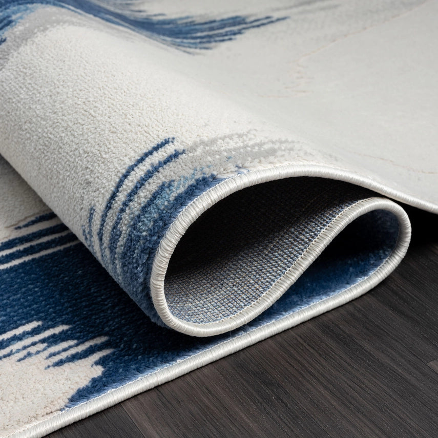 Abstract Mountain Grey Blue Area Rug