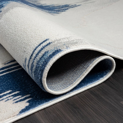 Abstract Mountain Grey Blue Area Rug