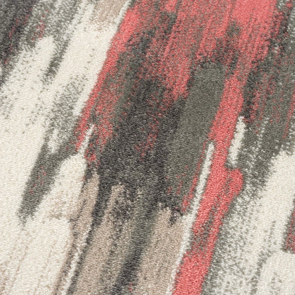 Contemporary Cream and Pink Abstract Rug