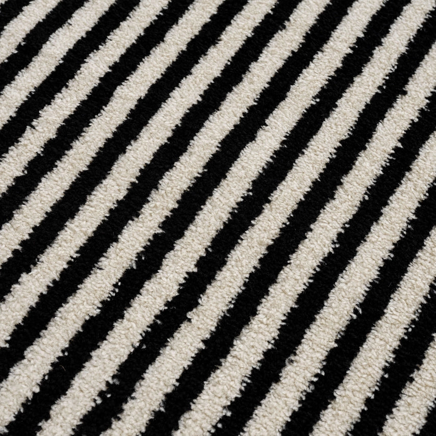 Cream Black Lines Color Block Rug