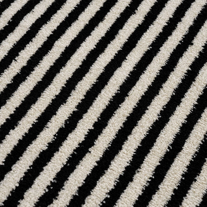 Cream Black Lines Color Block Rug