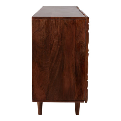 Wood Geometric Carved Front Finish Cabinet - Mango Brown