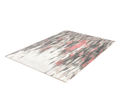 Contemporary Cream and Pink Abstract Rug