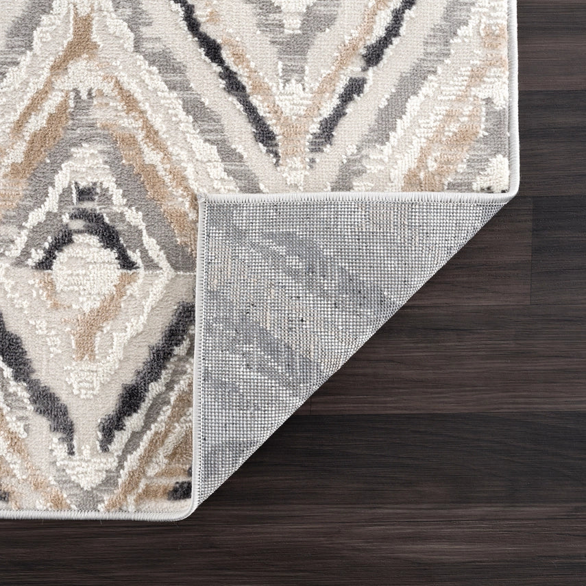 Contemporary Geometric Grey Diamond Rug