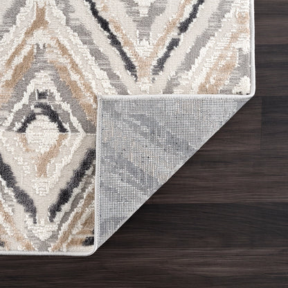 Contemporary Geometric Grey Diamond Rug