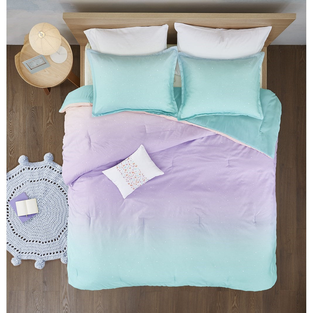 Glimmer Metallic Glitter Printed Reversible Comforter Set