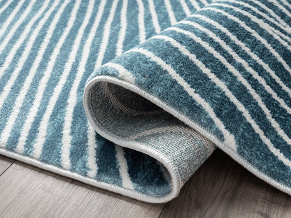 Contemporary Blue Cream Swirl Rug