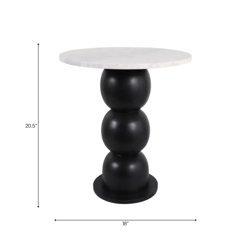 Marble Top Bubble Base End Table