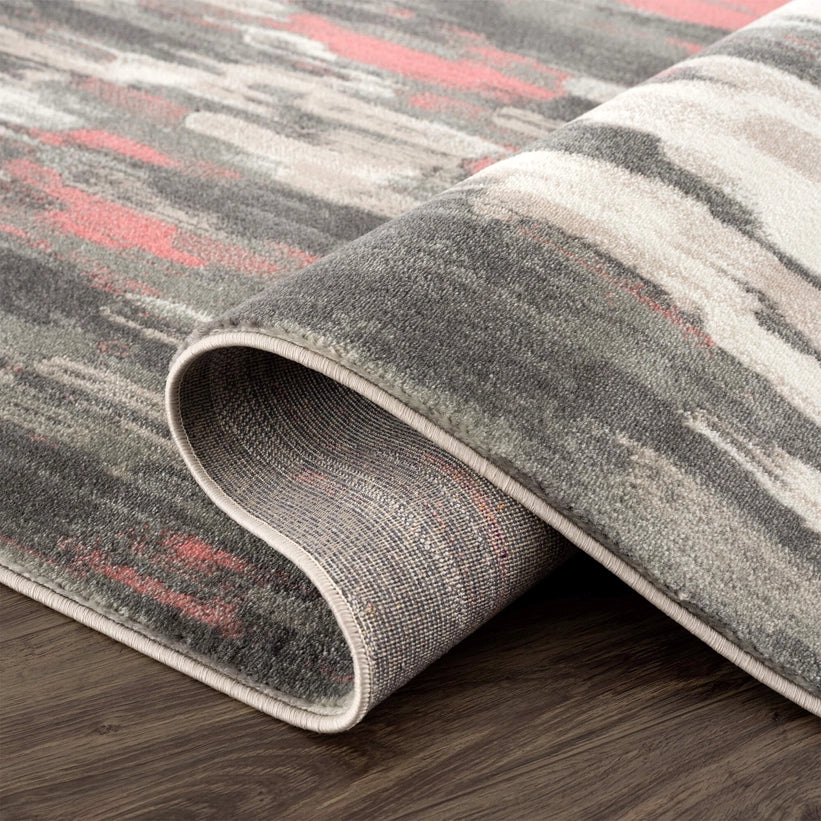 Contemporary Cream and Pink Abstract Rug