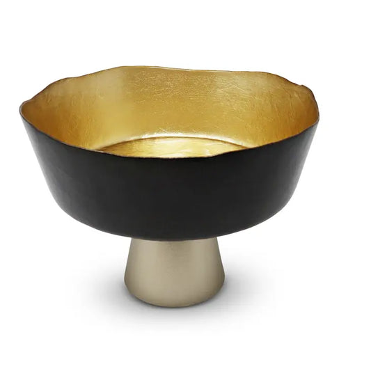 Organic Shaped Footed Bowl with Gold