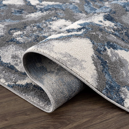 Mist Abstract Blue Grey Area Rug