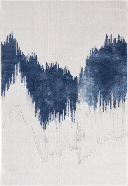 Abstract Mountain Grey Blue Area Rug