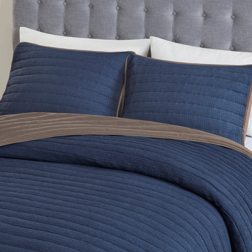 Franklin 3 Piece Crinkled Microfiber Quilt Set