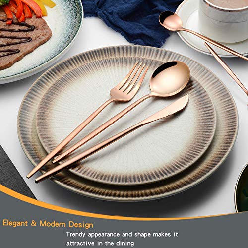 Mirror Modern Flatware Set for 4, 20-Piece Stainless Steel Silverware Set, LaienLife Unique Utensils with Long Forks Spoons and Knives Sets, Great for Home and Restaurant, Dishwasher Safe - Silver