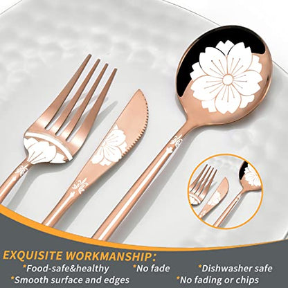 Mirror Modern Flatware Set for 4, 20-Piece Stainless Steel Silverware Set, LaienLife Unique Utensils with Long Forks Spoons and Knives Sets, Great for Home and Restaurant, Dishwasher Safe - Silver