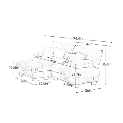 2-Seater Cloud Sofa Sectional