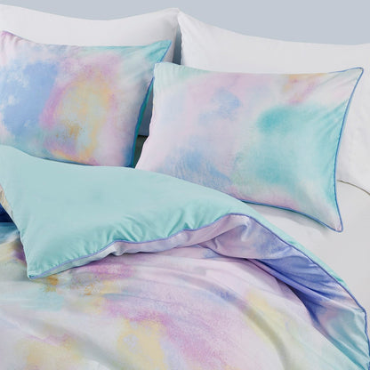 Cassiopeia Watercolor Tie Dye Printed Duvet Cover Set with Throw Pillow