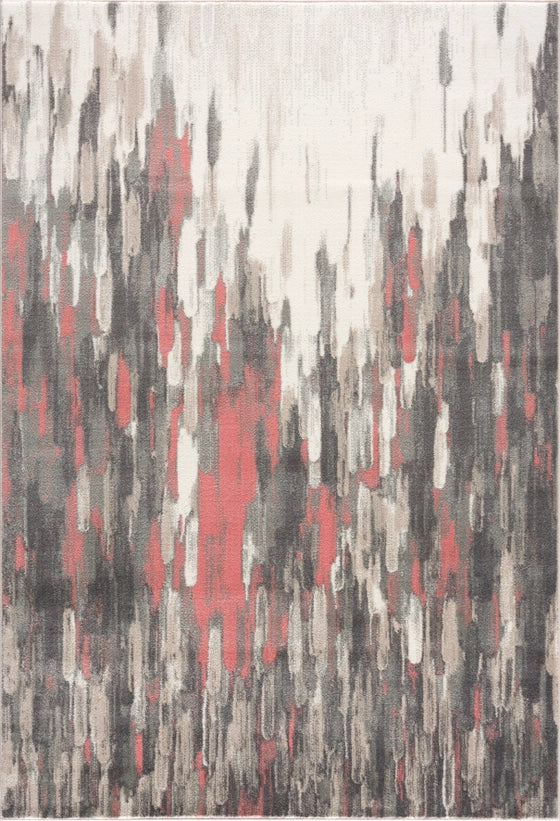 Contemporary Cream and Pink Abstract Rug