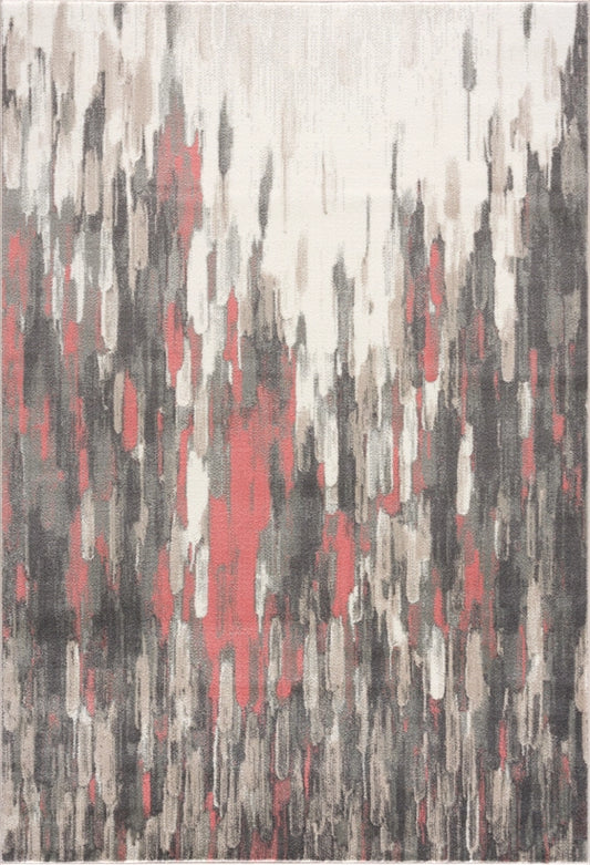 Contemporary Cream and Pink Abstract Rug