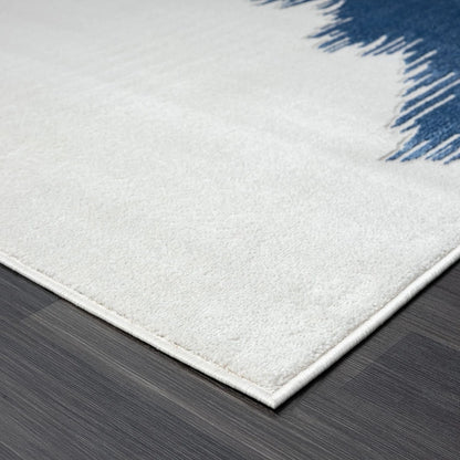 Abstract Mountain Grey Blue Area Rug