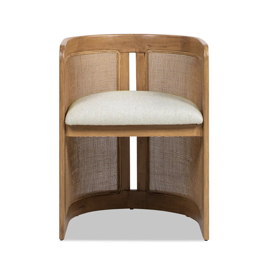 Lilith 20.5" Curved Rattan Upholstered Dining Chair