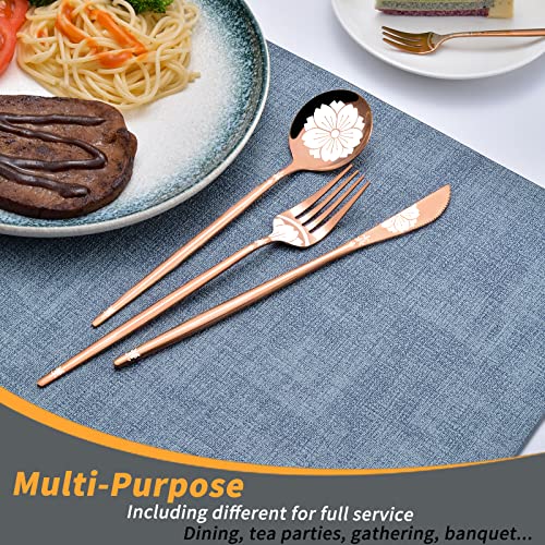 Mirror Modern Flatware Set for 4, 20-Piece Stainless Steel Silverware Set, LaienLife Unique Utensils with Long Forks Spoons and Knives Sets, Great for Home and Restaurant, Dishwasher Safe - Silver