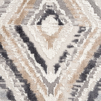 Contemporary Geometric Grey Diamond Rug
