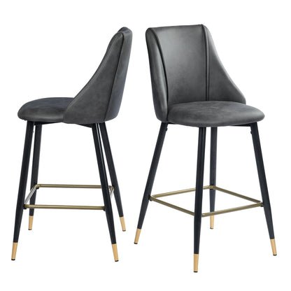 Set of 2 Modern 26'' Faux Leather Counter Barstools