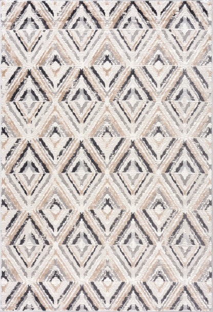 Contemporary Geometric Grey Diamond Rug