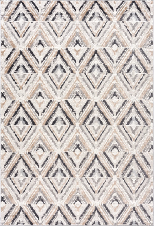 Contemporary Geometric Grey Diamond Rug