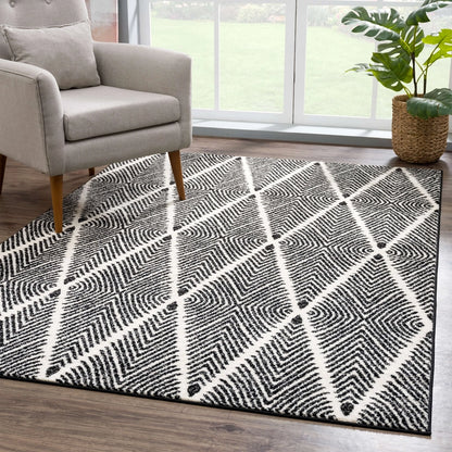Black Diamond Pattern Area Rug
