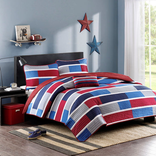 Bradley Reversible Quilt Set with Throw Pillow