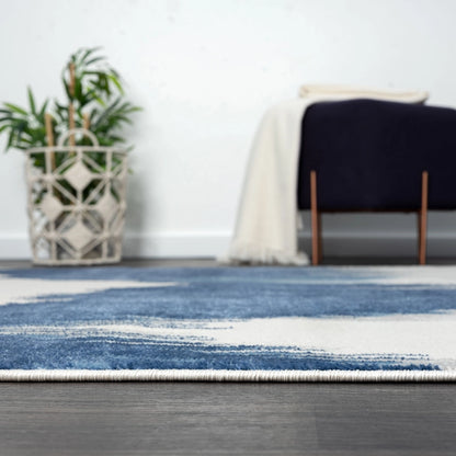 Abstract Mountain Grey Blue Area Rug