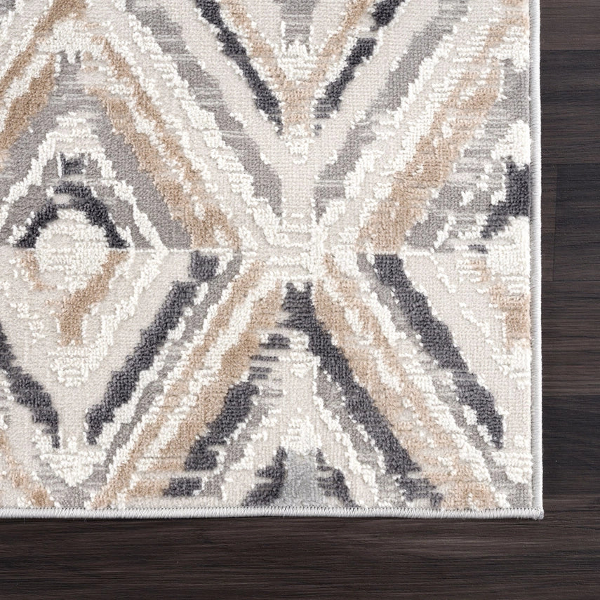 Contemporary Geometric Grey Diamond Rug