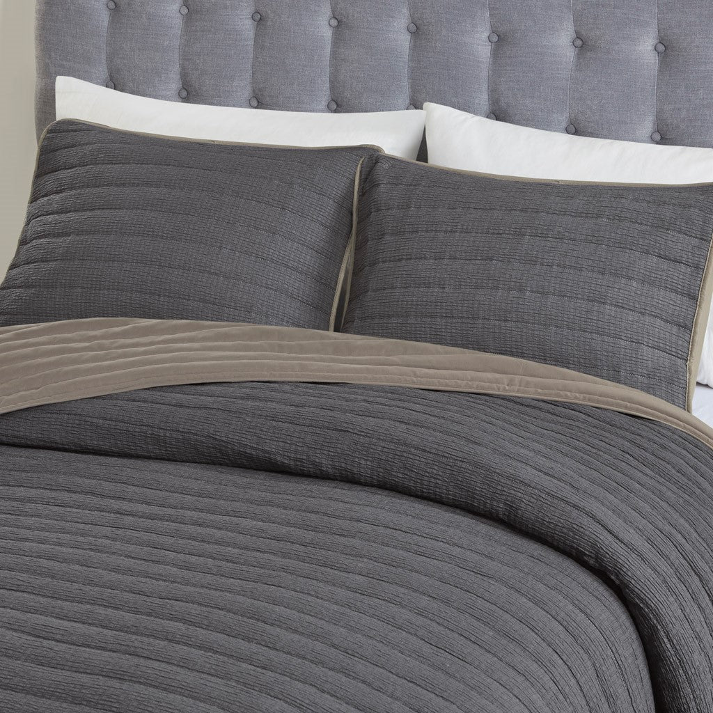 Franklin 3 Piece Crinkled Microfiber Quilt Set