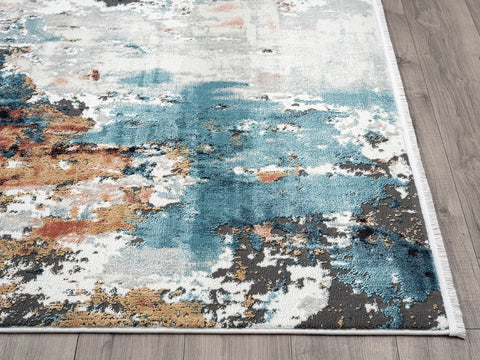 Azure Contemporary Warm Distressed Rug