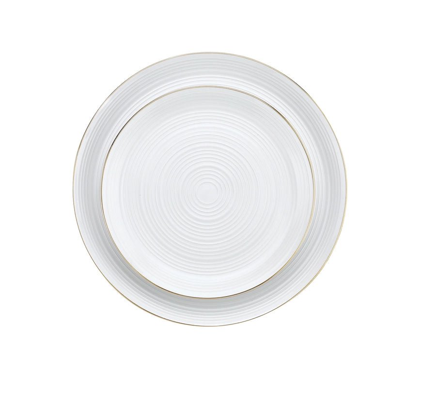 12 Pc Linear Gold Porcelain Dinner Set - Service For Fou