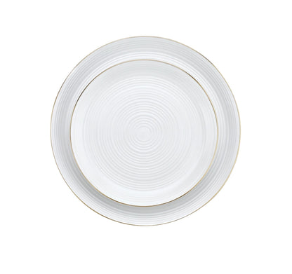 12 Pc Linear Gold Porcelain Dinner Set - Service For Fou